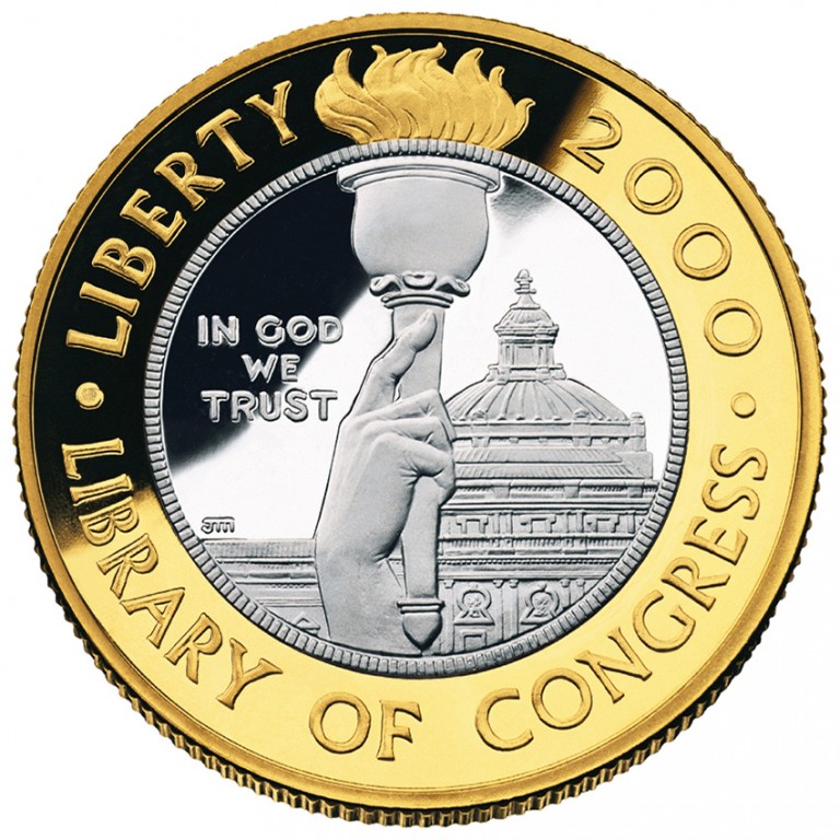 The 2000 Library of Congress $10 — the only coin the U.S. Mint ever made from two precious metals at once