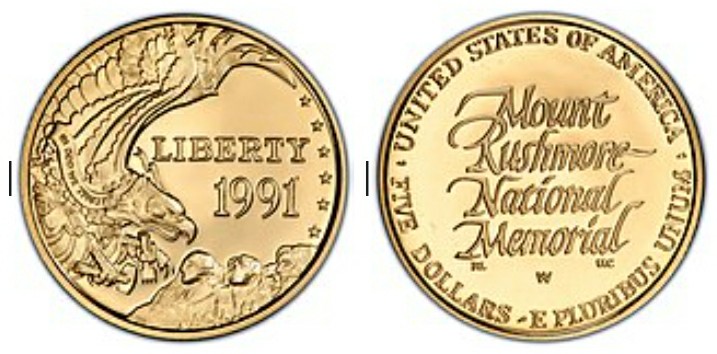 The $5 Gold Coin for the Mountain Borglum Carved