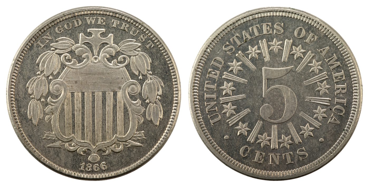 The Shield Nickel With Rays: a coin too stubborn to strike