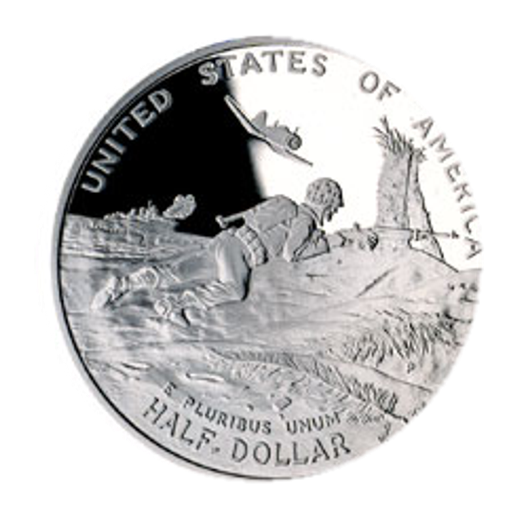 ½ Dollar (50th Anniversary of World War II) reverse