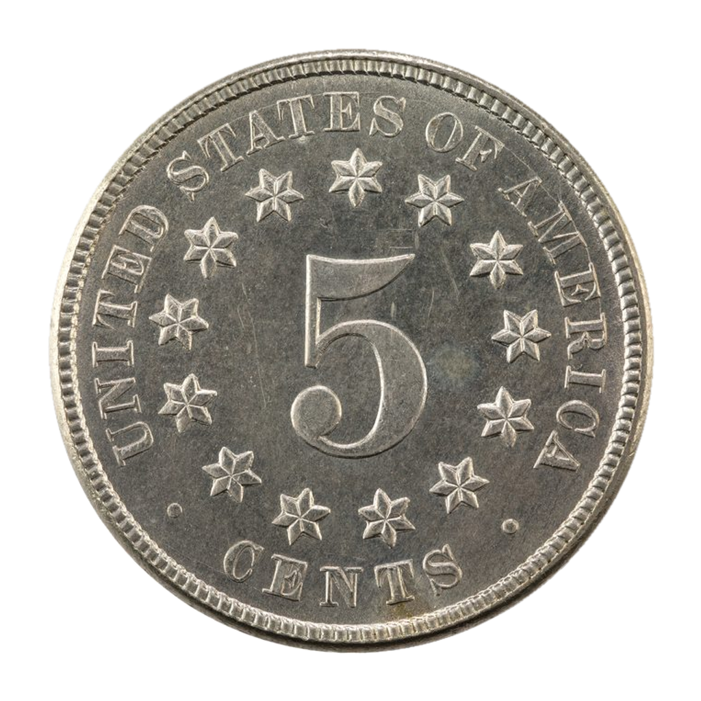5 Cents "Shield Nickel Without Rays" reverse