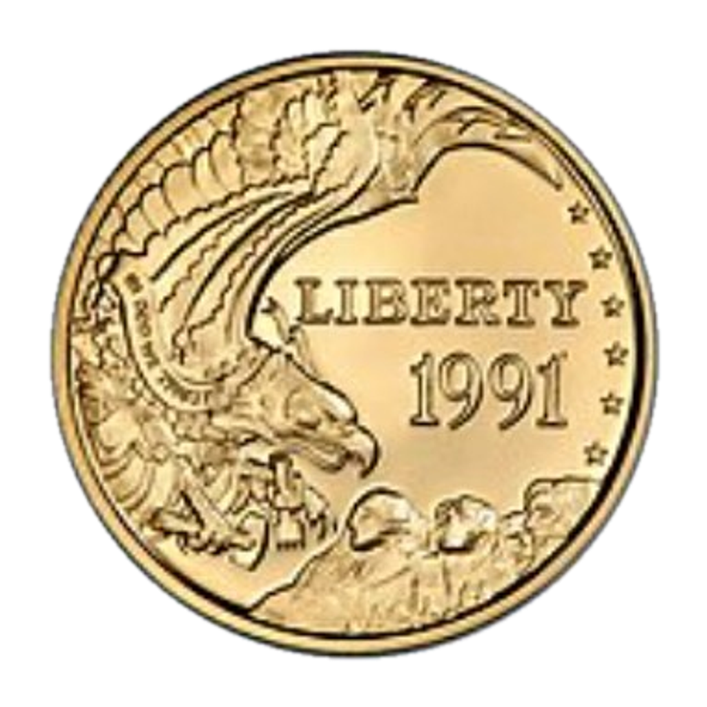 5 Dollars (Mount Rushmore Golden Anniversary) obverse