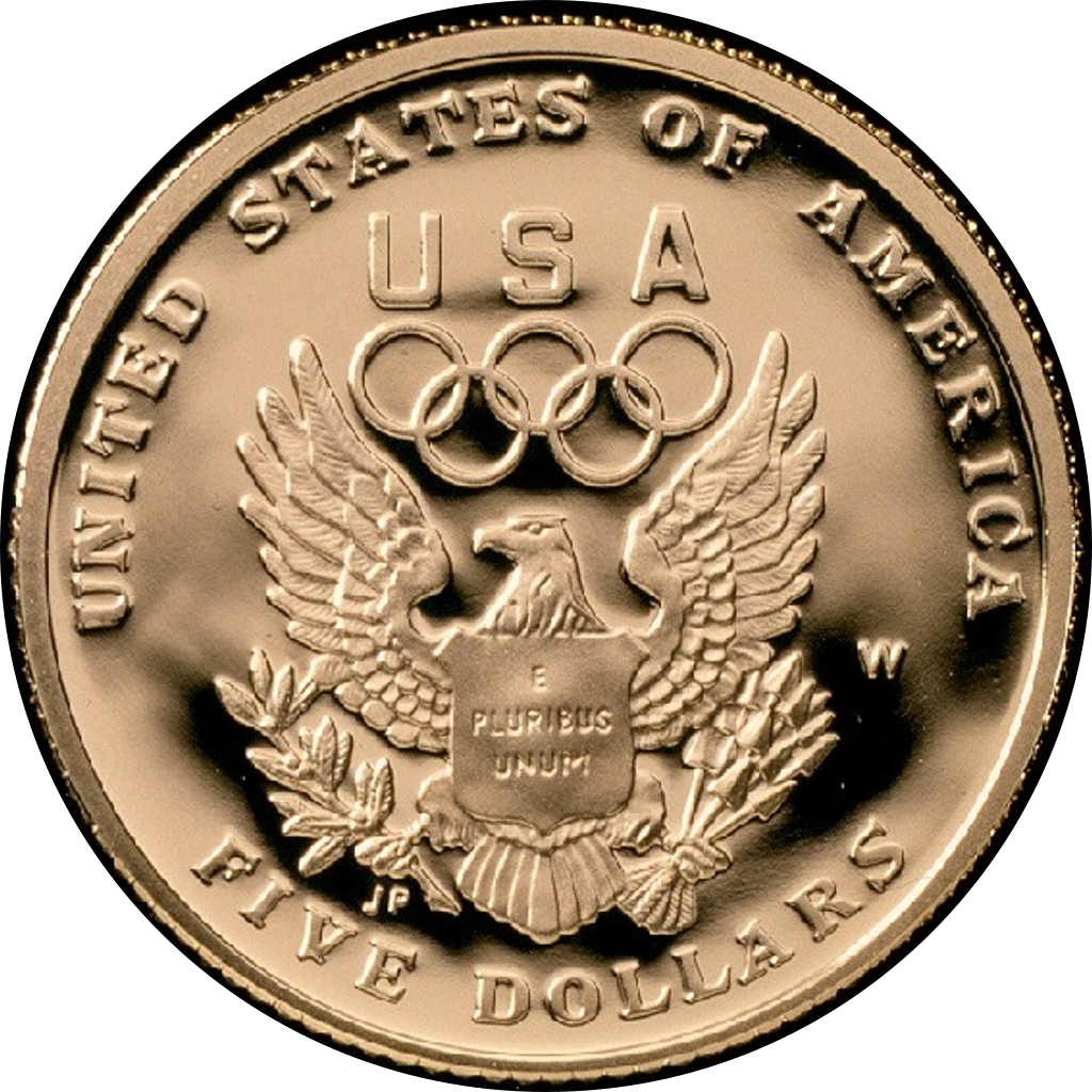 5 Dollars (XXV Olympic Games) reverse