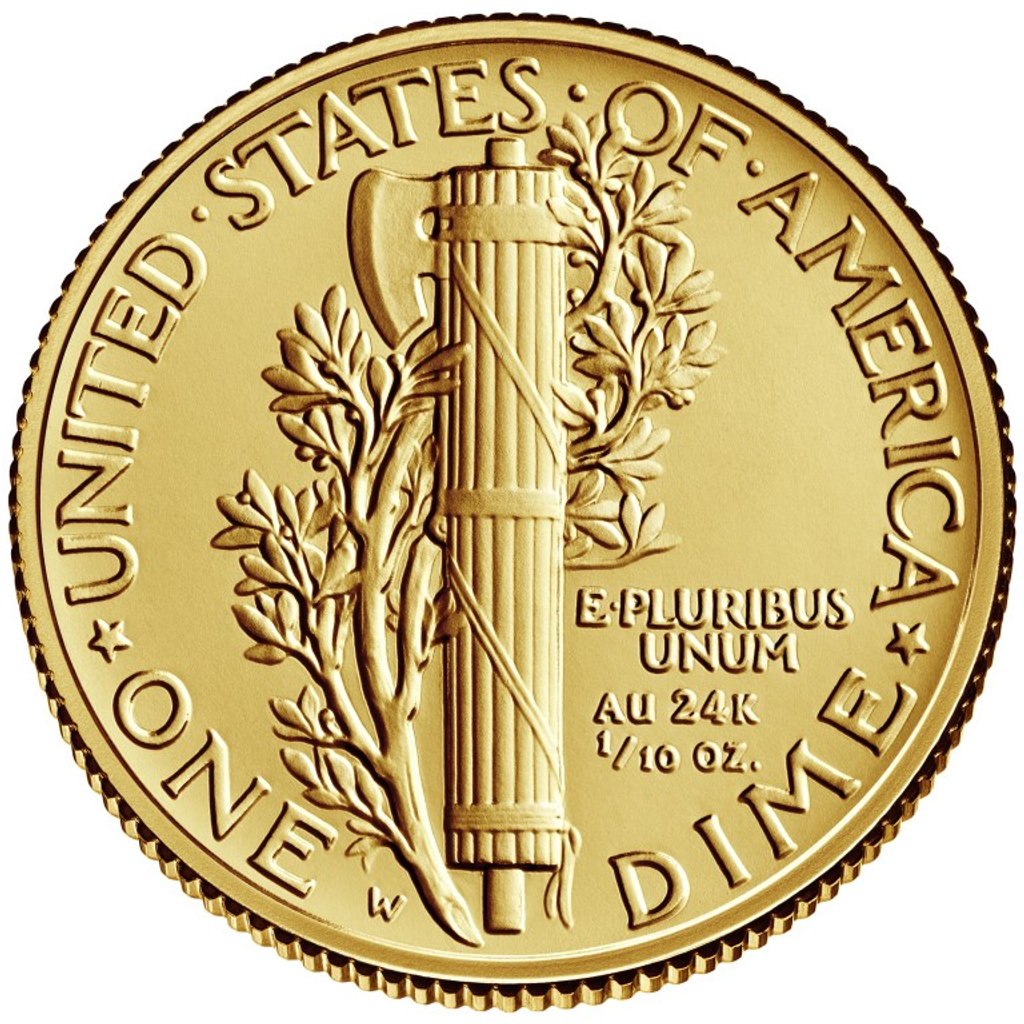 1 Dime (Mercury Dime Gold Commemorative) reverse