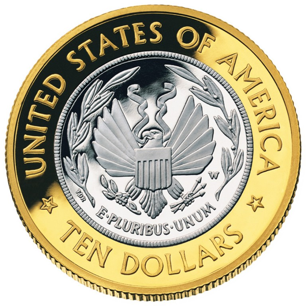 10 Dollars (Library of Congress; Bimetallic) reverse