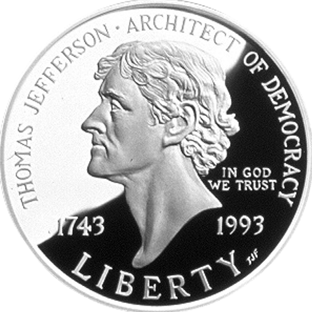 1 Dollar (Birth of Thomas Jefferson) obverse