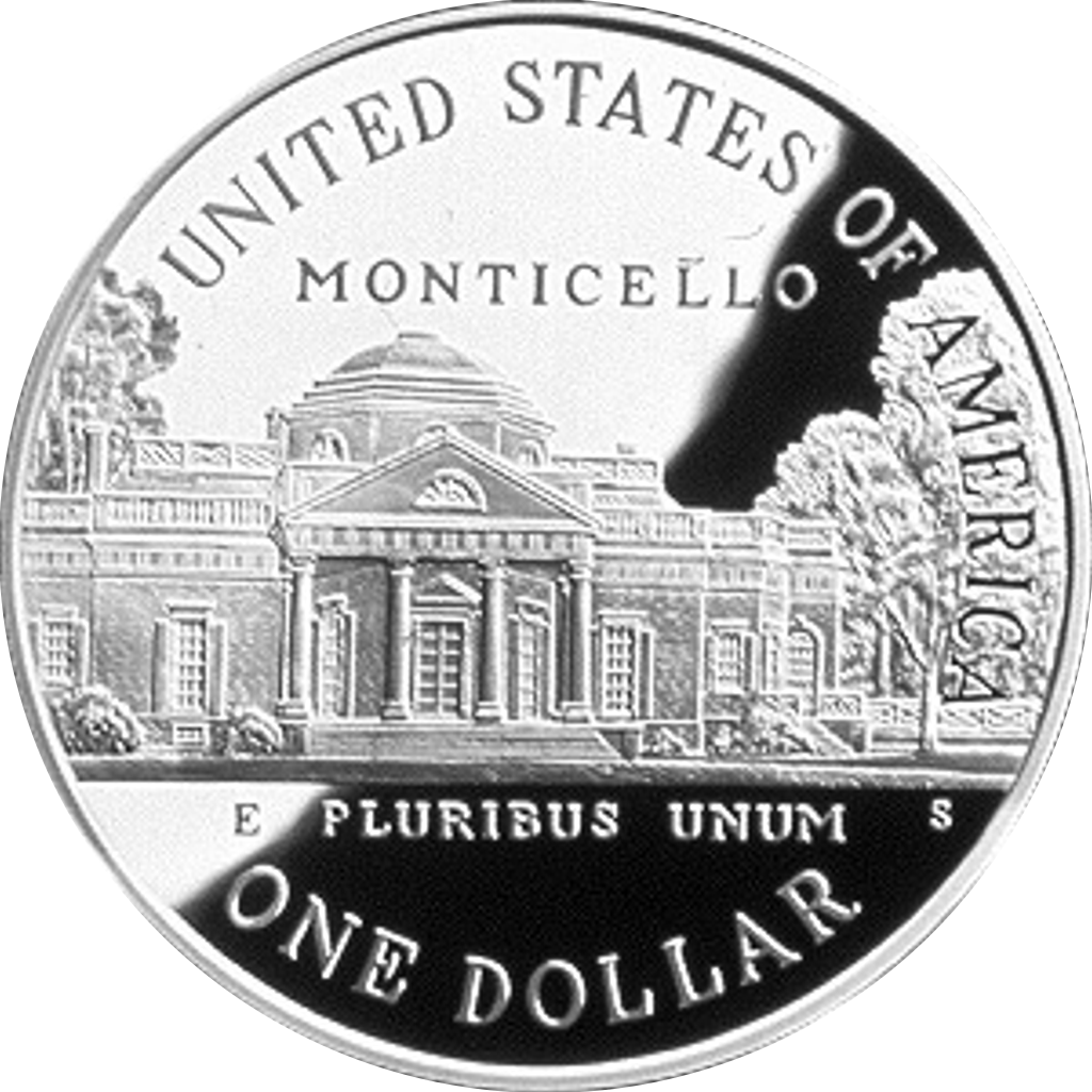 1 Dollar (Birth of Thomas Jefferson) reverse