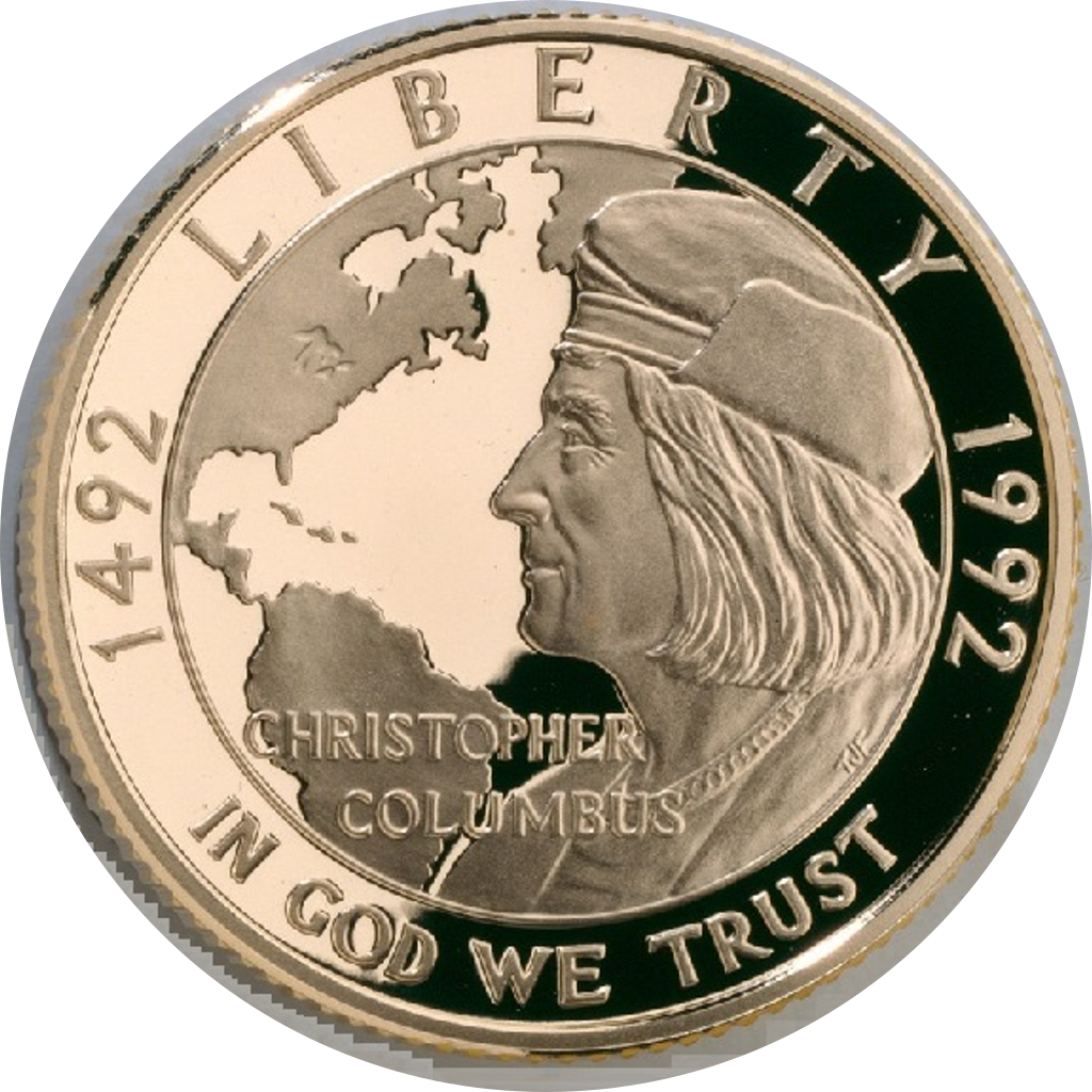 5 Dollars (Christopher Columbus Quincentenary) obverse