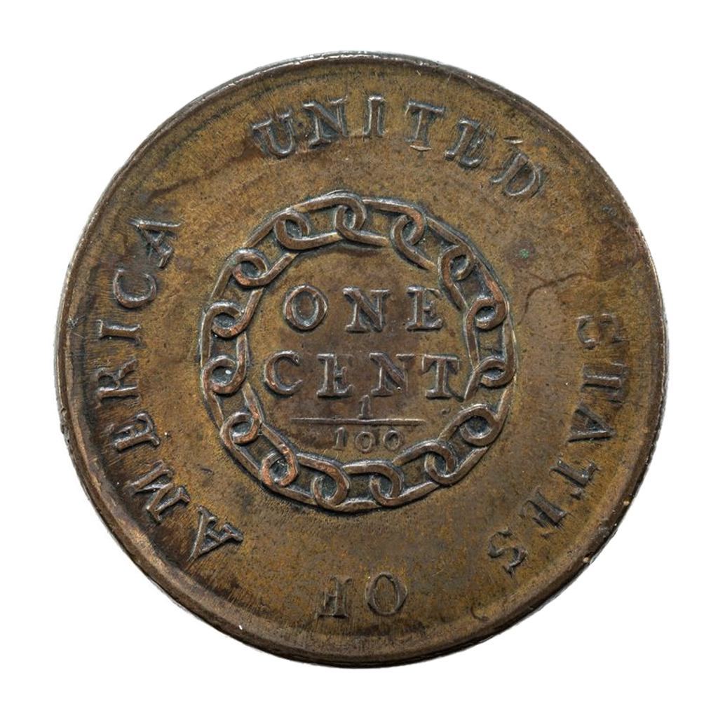 1 Cent "Flowing Hair Cent" reverse