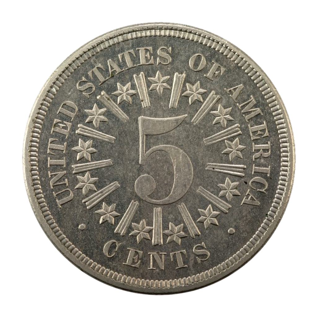 5 Cents "Shield Nickel With Rays" reverse